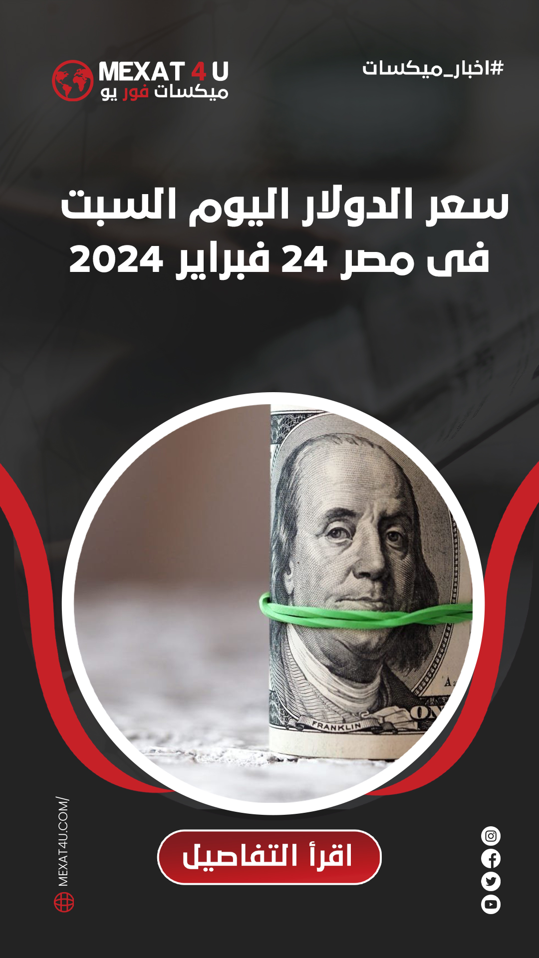 سعر الدولار اليوم في مصر السبت 24 فبراير 2024